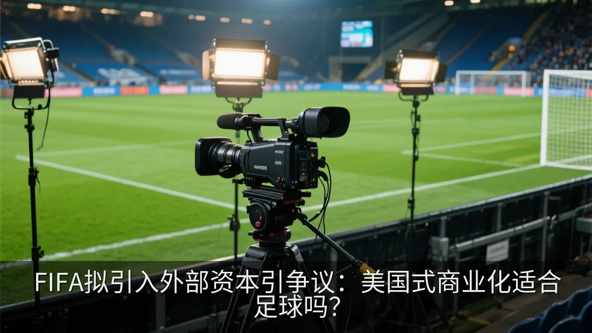 足球比赛场边的转播设备与灯光