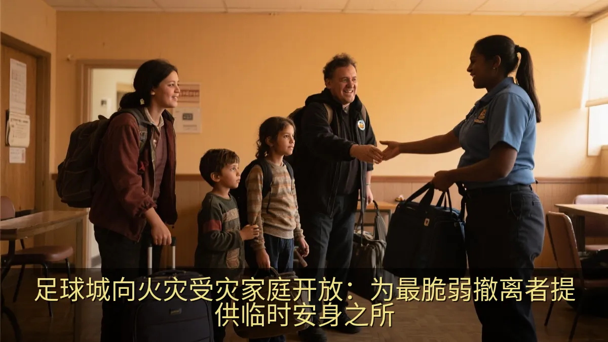 工作人员在临时安置点为撤离家庭提供生活支持